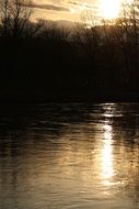 walkway from the evening sun on the river