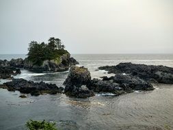 panoramic view of the rocky coast, canada, british columbia, Juan de Fuca Provincial Park