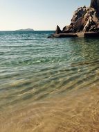water on the rocky shore of ibiza island