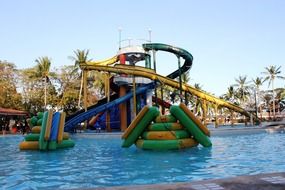 empty water park with steep slides