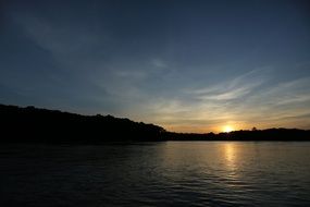 glow of sunset over the lake