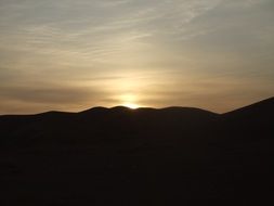 sunset over the desert in mongolia