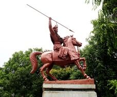 Side view of the statue of Bajirao in India