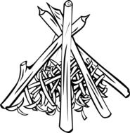 wood campfire drawing