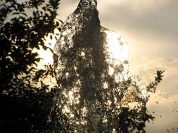 fountain against the evening sky