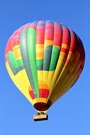 Multicolored balloon against the background of a clear sky