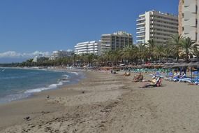 hotel buildings near the sand coast at summer