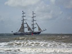 sailboat in the stormy North Sea