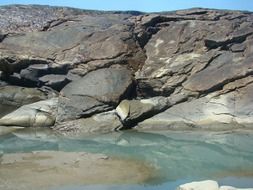 large stones near the water close up