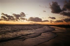 Seascape with the ocean and sunset in California