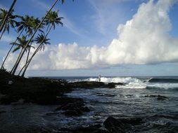 cloudy sky over the coast of Samoa