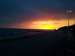 orange sunset over the beach