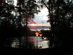 sunset over the lake in new york