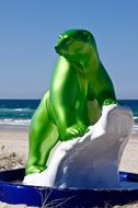 green polar bear sculpture on display in Australia