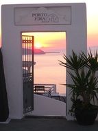 white portal in Santorini, Greece