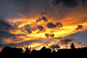 Cozy clouds on a sunset sky