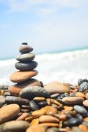 tower of pebbles on the coast