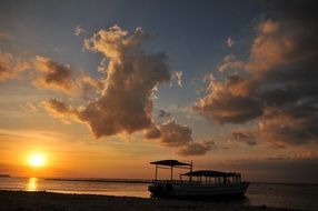 golden sunset on the sea after a hot day