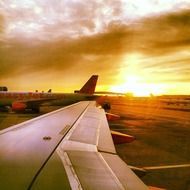 sunset over the airport