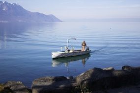 fishing boat on a lake in Switzerland