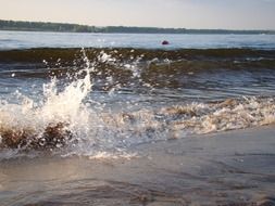 waves on the sandy shore close up