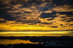 yellow twilight over the lake
