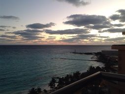 dramatic sun dusk in cancun