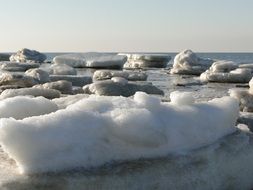 snowy wonderful beach on north sea