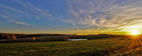 sunset and autumn sky romantic view