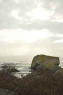 stones on seashore, cloud weather