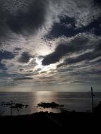 sun glow through the clouds on the beach