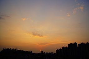 yellow sunset over the forest in the Republic of Korea