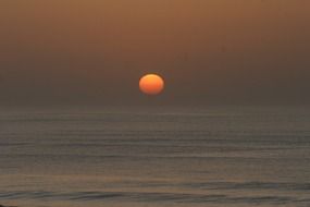 The setting sun on the Atlantic Ocean