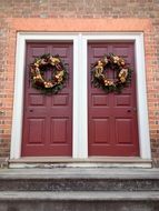 christmas decoration on a doors