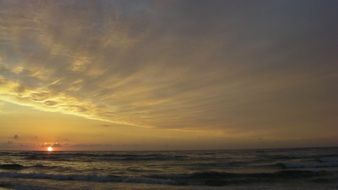 in the evening sunset sea beach panorama