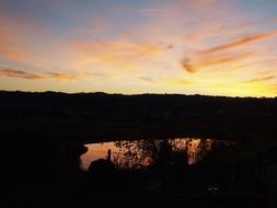 colorful sunset on the lake