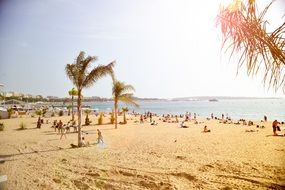 people rest on sand beach sea view