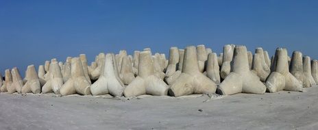 concrete breakwater, coastal protection on beach