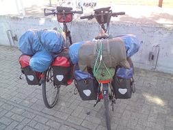 parked bikes with luggage