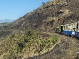 Train on a hill station