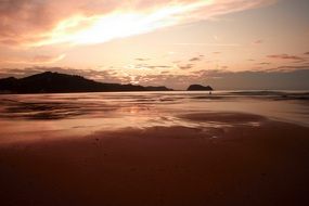 Sunset on the beach on holiday