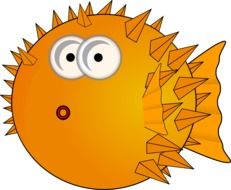 graphic image of a yellow fish with spikes