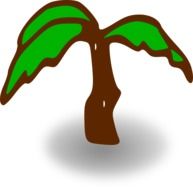 palm tree pattern with green leaves and brown trunk