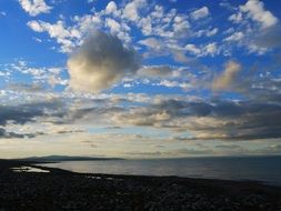 qinghai lake beneath blue sky and white clouds, china