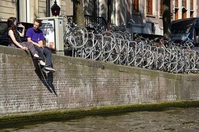 couple romance on a street in Amsterdam