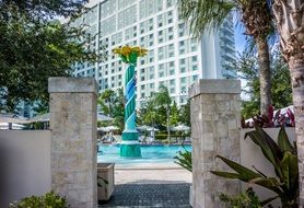 pool fountain near hotel resort