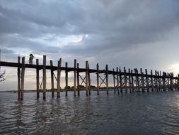 Wooden bridge on a sea