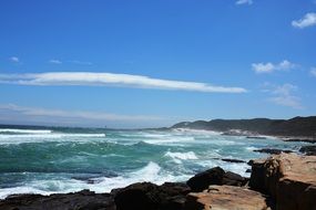 rocks on beach sea waves view