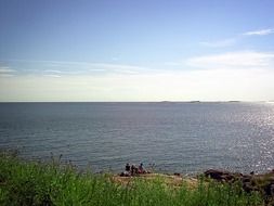 remote view of a picnic on the beach near helsinki