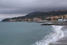 cogoleto beach with wave panorama
